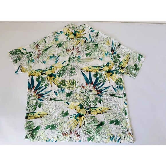 Tasso Elba Island Shirt Men XXL 2XL White Green Hawaiian Tropical Resort Beach - Picture 2 of 7